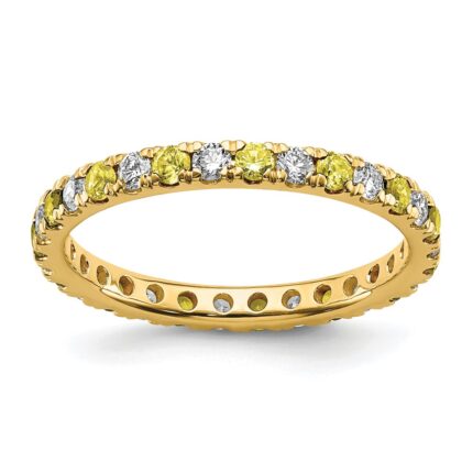 14k 1/2 carat Lab Grown Diamond VS/SI+ G+ and Lab Created Yellow Sapphire Size 9 Eternity Band