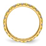 14k 3/8 carat Lab Grown Diamond VS/SI+ G+ and Lab Created Yellow Sapphire Size 5 Eternity Band - Image 2