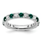 14k White Gold 1 carat Lab Grown Diamond VS/SI+ G+ and Lab Created Alexandrite Size 4 Eternity Band