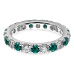 14k White Gold 1 1/5 carat Lab Grown Diamond VS/SI+ G+ and Lab Created Alexandrite Size 9 Eternity Band - Image 4