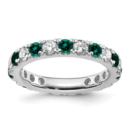 14k White Gold 1 carat Lab Grown Diamond VS/SI+ G+ and Lab Created Alexandrite Size 6.5 Eternity Band