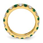 14k 1 1/5 carat Lab Grown Diamond VS/SI+ G+ and Lab Created Emerald Size 7 Eternity Band - Image 2