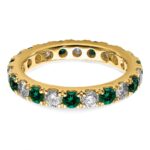 14k 1 1/5 carat Lab Grown Diamond VS/SI+ G+ and Lab Created Emerald Size 9 Eternity Band - Image 4