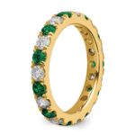 14k 1 carat Lab Grown Diamond VS/SI+ G+ and Lab Created Emerald Size 4 Eternity Band - Image 5