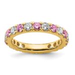14k 1 carat Lab Grown Diamond VS/SI+ G+ and Lab Created Pink Sapphire Size 4 Eternity Band