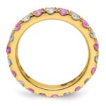14k 1 carat Lab Grown Diamond VS/SI+ G+ and Lab Created Pink Sapphire Size 6 Eternity Band - Image 2