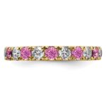 14k 1 carat Lab Grown Diamond VS/SI+ G+ and Lab Created Pink Sapphire Size 6 Eternity Band - Image 3