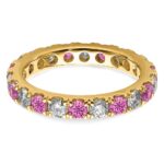 14k 1 carat Lab Grown Diamond VS/SI+ G+ and Lab Created Pink Sapphire Size 5 Eternity Band - Image 4