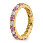 14k 1 carat Lab Grown Diamond VS/SI+ G+ and Lab Created Pink Sapphire Size 4 Eternity Band - Image 5
