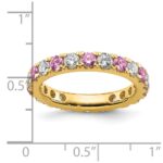 14k 1 carat Lab Grown Diamond VS/SI+ G+ and Lab Created Pink Sapphire Size 5 Eternity Band - Image 6