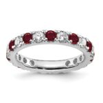 14k White Gold 1 carat Lab Grown Diamond VS/SI+ G+ and Lab Created Ruby Size 4 Eternity Band