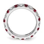 14k White Gold 1 carat Lab Grown Diamond VS/SI+ G+ and Lab Created Ruby Size 4 Eternity Band - Image 2