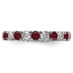 14k White Gold 1 carat Lab Grown Diamond VS/SI+ G+ and Lab Created Ruby Size 6.5 Eternity Band - Image 3