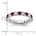 14k White Gold 1 carat Lab Grown Diamond VS/SI+ G+ and Lab Created Ruby Size 6.5 Eternity Band - Image 6