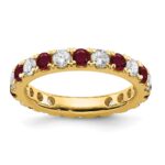 14k 1 1/5 carat Lab Grown Diamond VS/SI+ G+ and Lab Created Ruby Size 8.5 Eternity Band