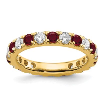 14k 1 1/5 carat Lab Grown Diamond VS/SI+ G+ and Lab Created Ruby Size 8.5 Eternity Band