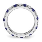 14k White Gold 1 carat Lab Grown Diamond VS/SI+ G+ and Lab Created Blue Sapphire Size 4.5 Eternity Band - Image 2