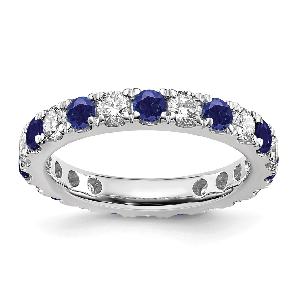 ET0050-CSA-100-7WAA-3.jpg 14k White Gold 1 carat Lab Grown Diamond VS/SI+ G+ and Lab Created Blue Sapphire Size 5.5 Eternity Band - Image 1