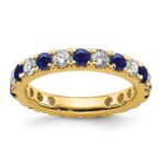 14k 1 carat Lab Grown Diamond VS/SI+ G+ and Lab Created Blue Sapphire Size 4.5 Eternity Band