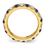 14k 1 carat Lab Grown Diamond VS/SI+ G+ and Lab Created Blue Sapphire Size 4.5 Eternity Band - Image 2
