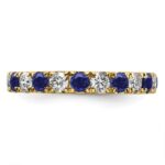 14k 1 1/5 carat Lab Grown Diamond VS/SI+ G+ and Lab Created Blue Sapphire Size 9 Eternity Band - Image 3