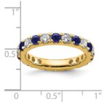 14k 1 carat Lab Grown Diamond VS/SI+ G+ and Lab Created Blue Sapphire Size 4.5 Eternity Band - Image 5