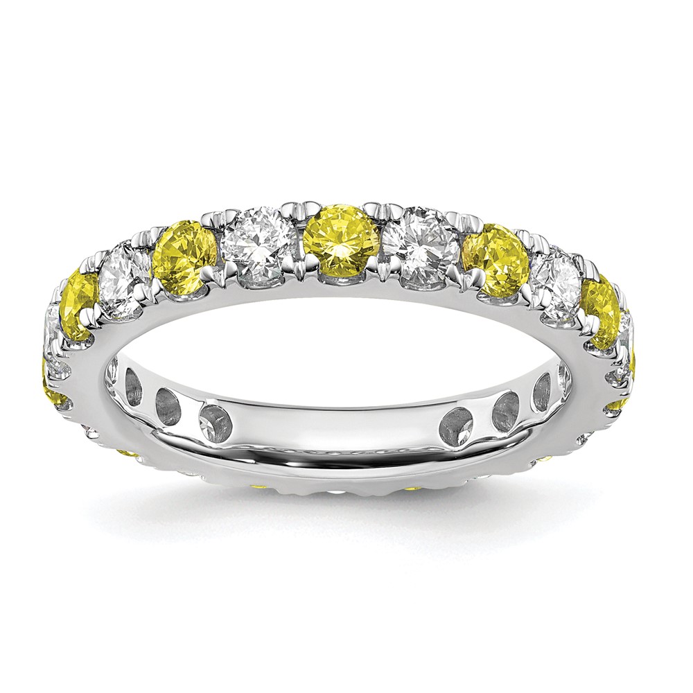 ET0050-CYS-100-7WAA-13.jpg 14k White Gold 1 1/5 carat Lab Grown Diamond VS/SI+ G+ and Lab Created Yellow Sapphire Size 7 Eternity Band - Image 1