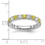 14k White Gold 1 carat Lab Grown Diamond VS/SI+ G+ and Lab Created Yellow Sapphire Size 4.5 Eternity Band - Image 6