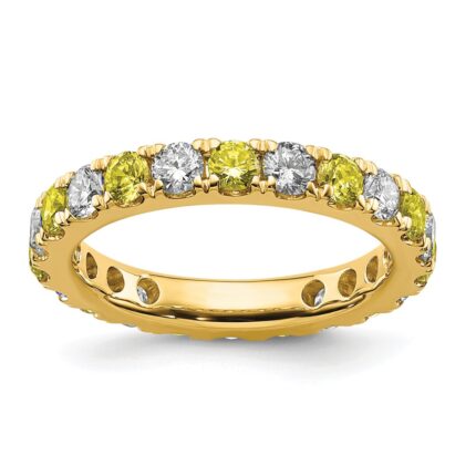 14k 1 carat Lab Grown Diamond VS/SI+ G+ and Lab Created Yellow Sapphire Size 5.5 Eternity Band