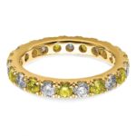 14k 1 carat Lab Grown Diamond VS/SI+ G+ and Lab Created Yellow Sapphire Size 4.5 Eternity Band - Image 4