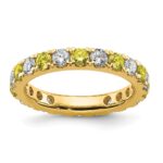 14k 1 carat Lab Grown Diamond VS/SI+ G+ and Lab Created Yellow Sapphire Size 5 Eternity Band