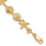 14k Polished Assorted Sea Shell Theme 7.5 inch Bracelet