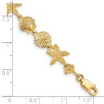 14k Polished Assorted Sea Shell Theme 7.5 inch Bracelet - Image 3
