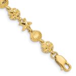 14K Diamond-cut Starfish/Sand Dollar/Shell 7 inch Bracelet