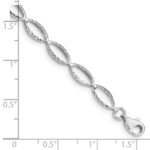 14k White Gold Polished Textured Oval Link 7.25 inch Bracelet - Image 3