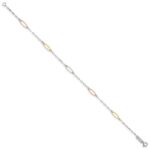 14K Tri-color Oval Link 7.5 inch Bracelet - Image 2