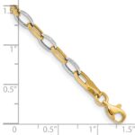 14k Two-tone Polished Oval Cable Link 7.25 inch Bracelet - Image 4