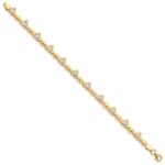 14K with White Rhodium Diamond-cut Claddagh Polished Link 7.25 inch Bracelet - Image 2