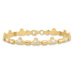 14K with White Rhodium Diamond-cut Claddagh Polished Link 7.25 inch Bracelet - Image 3