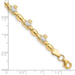 14K with White Rhodium Diamond-cut Claddagh Polished Link 7.25 inch Bracelet - Image 4