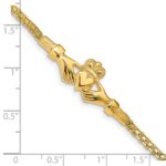 14K Polished Claddagh and Bismark Chain 7 inch Bracelet - Image 4