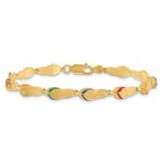 14k Red/Blue/Green/Orange Enameled Flip Flop 7.25 inch Bracelet - Image 3