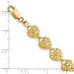 14K Polished Diamond-cut Hearts 7 inch Bracelet - Image 3