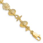 14K Polished Sand Dollar/Clam Shell/Starfish 7.25 inch Bracelet