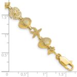 14K Polished Sand Dollar/Clam Shell/Starfish 7.25 inch Bracelet - Image 3