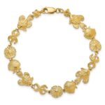 14k Polished and Textured Sea Life 7 inch Bracelet - Image 4
