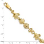 14k Polished and Textured Sea Life 7 inch Bracelet - Image 3
