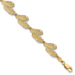 14k with White Rhodium Polished Flip Flops 7.25 inch Bracelet