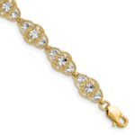 14k and White Rhodium Diamond-Cut Fancy Filigree 7.25 inch Bracelet
