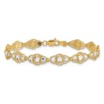14k and White Rhodium Diamond-Cut Fancy Filigree 7.25 inch Bracelet - Image 4